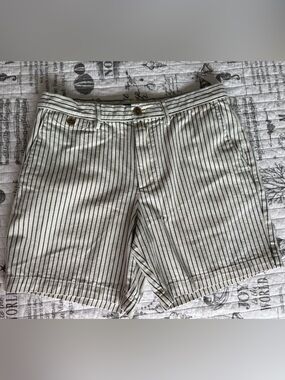 NWOT Banana Republic Men’s White Shorts with Navy Pinstripes - Size 33